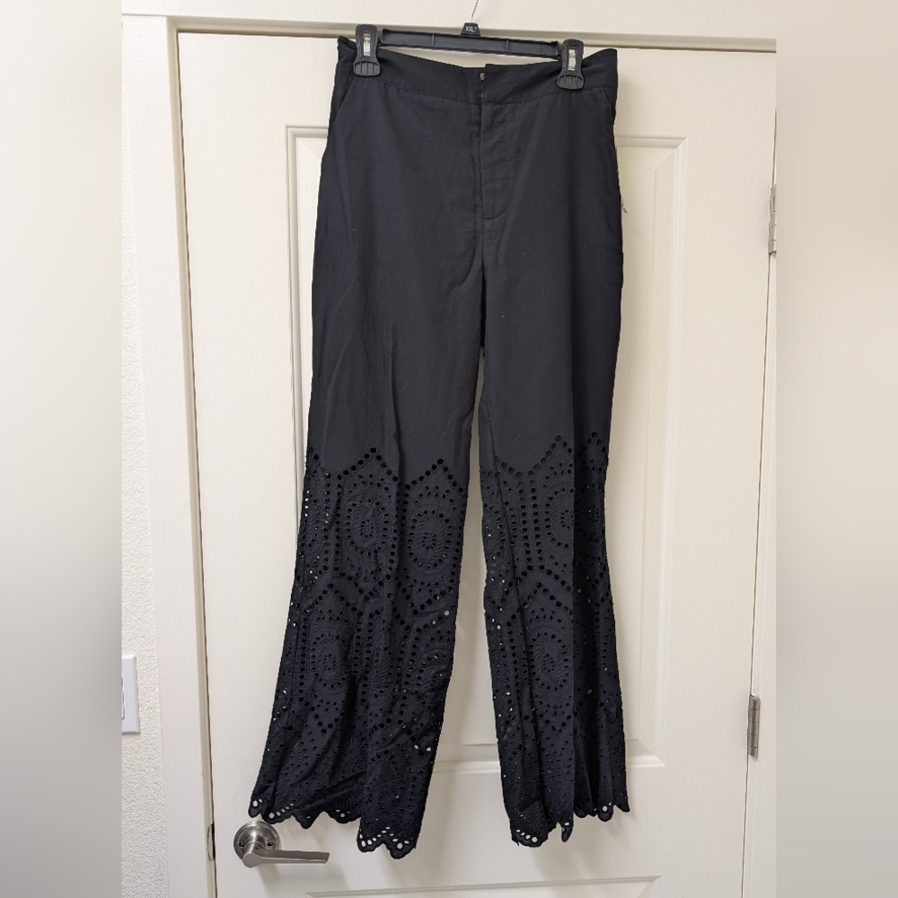 INC International Concepts Black Eyelet Pants Size 6 NWT